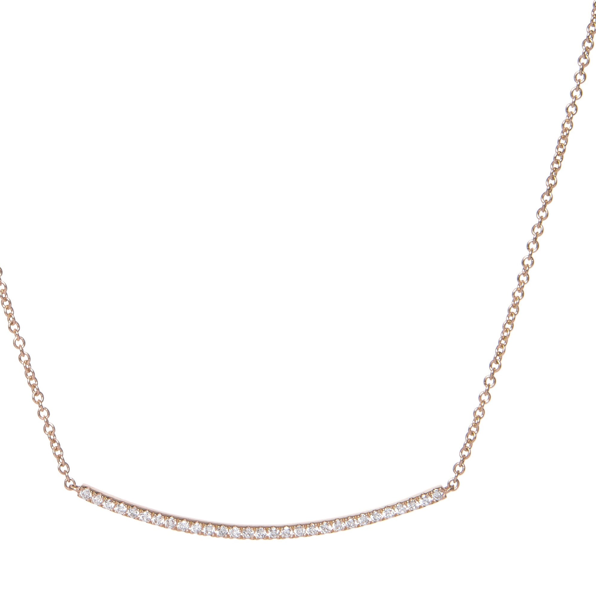 diamond curved bar necklace 18ct rose gold