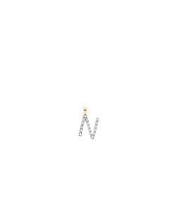 Diamond initial necklace (N) in 9ct white or yellow gold.