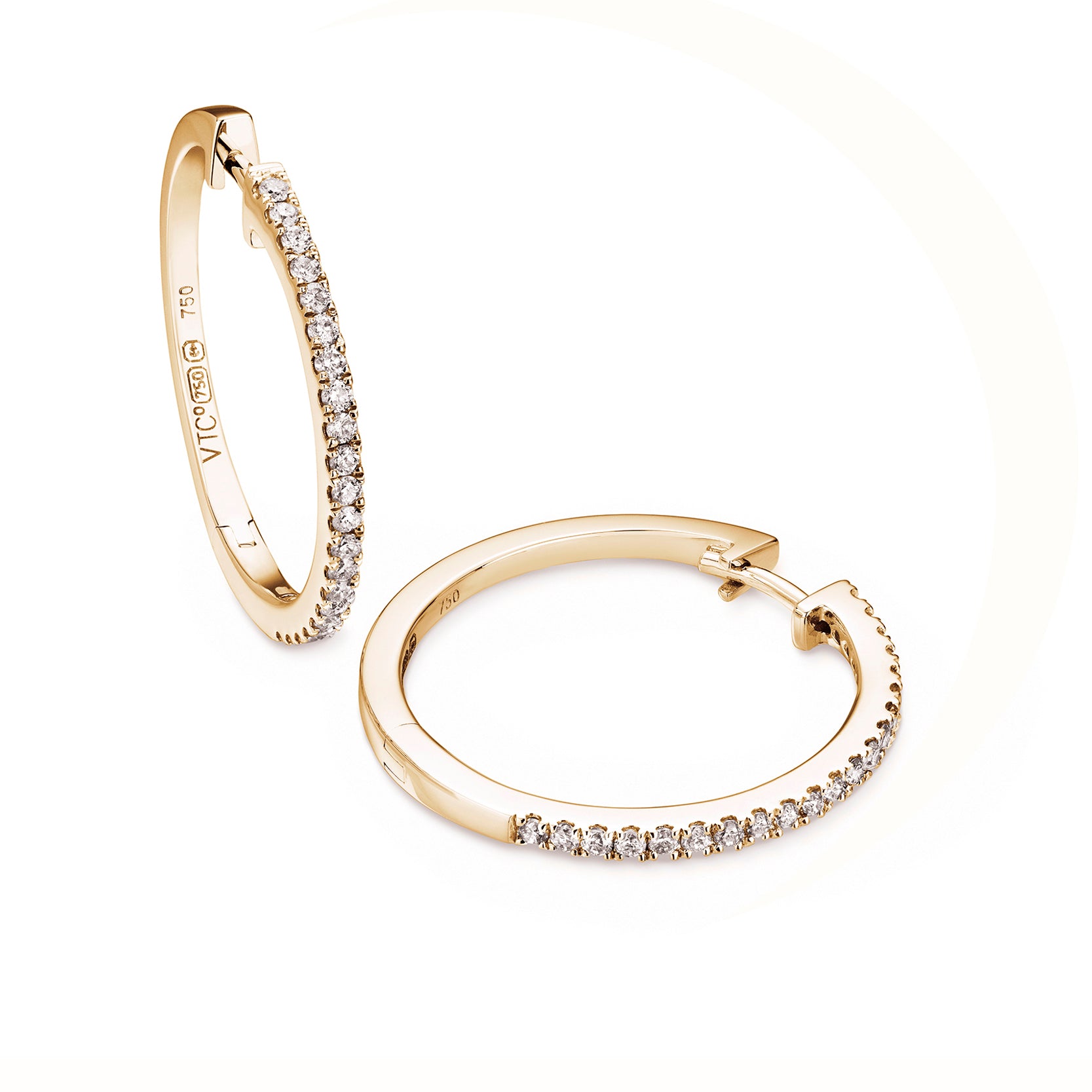 18ct yellow gold diamond hoop earrings 20mm