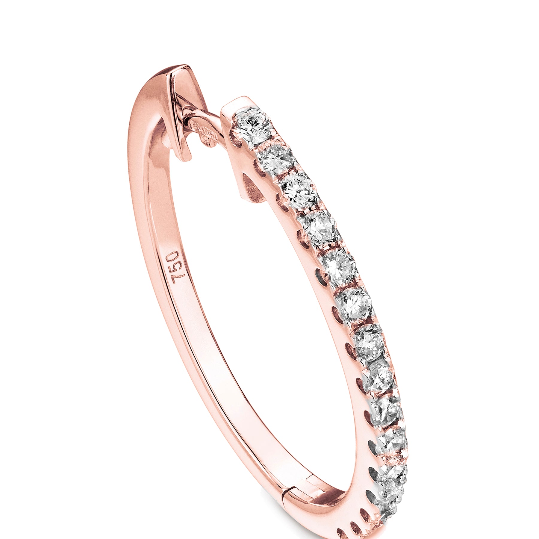 diamond oval hoops 18ct rose gold