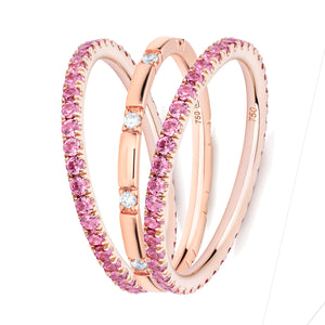 pink sapphire filler ring stack 18ct rose gold