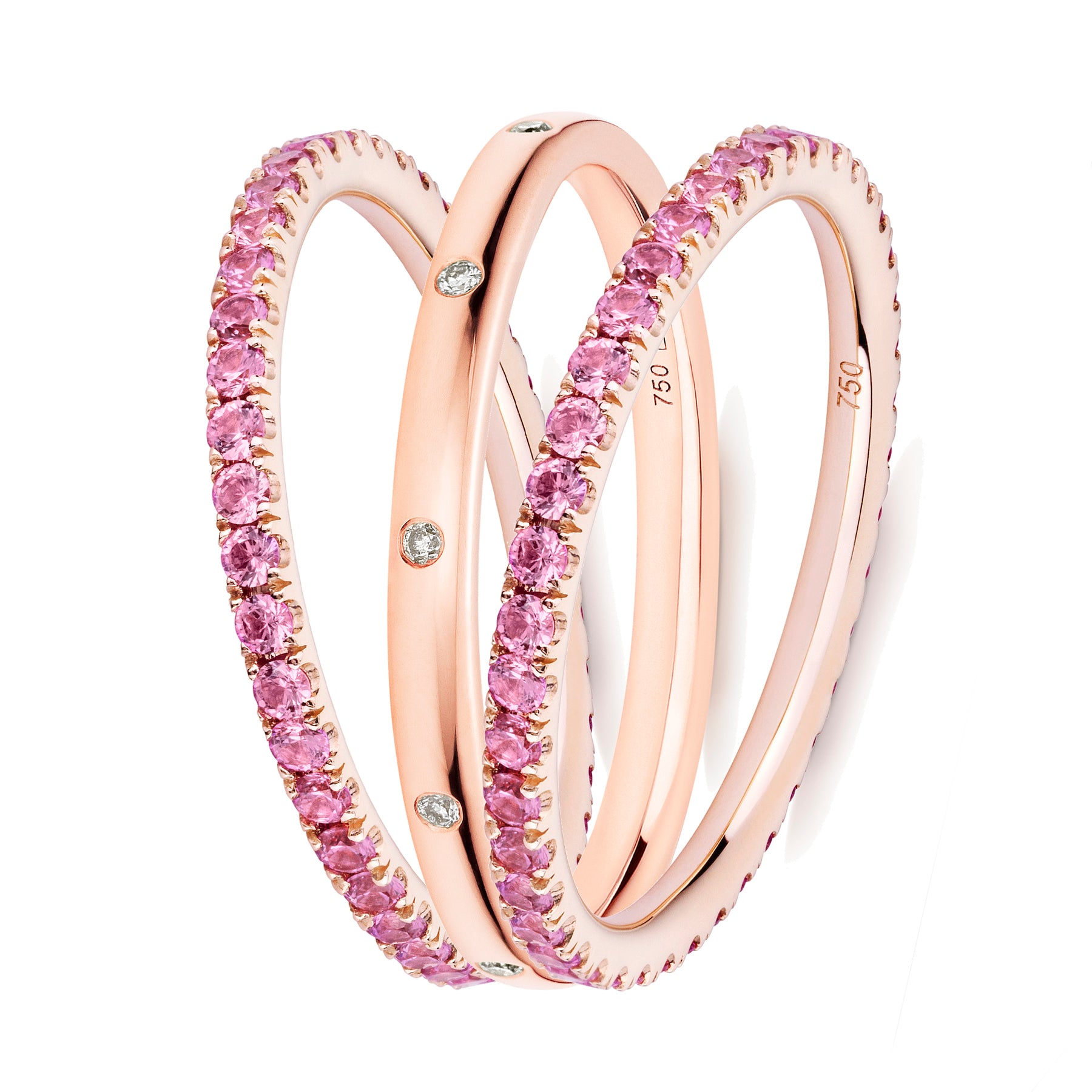 pink sapphire XV filler ring stack