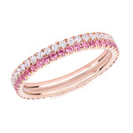 diamond and pink sapphire ring pair 18ct rose gold