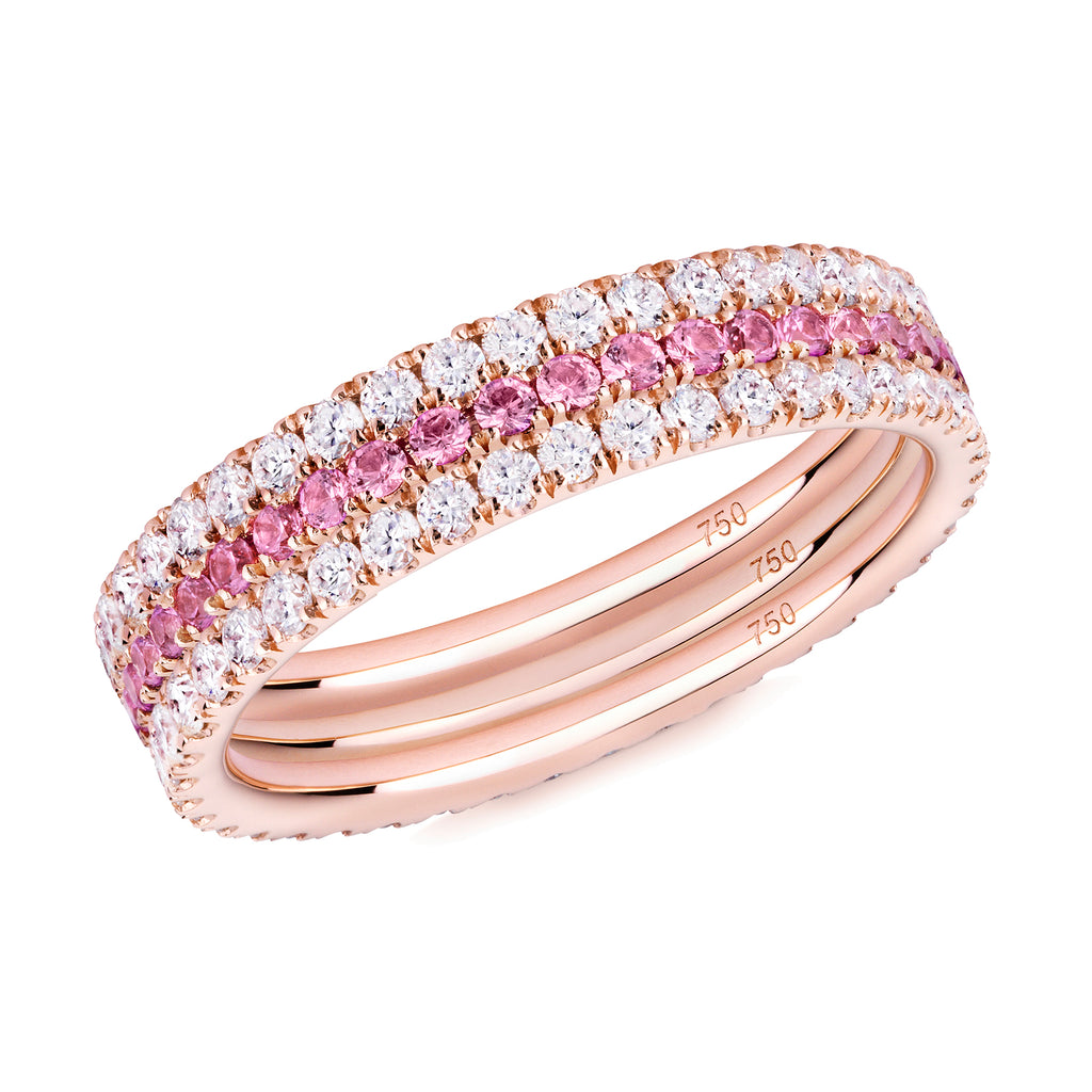 Pretty in Pink eternity ring stack 18ct rose gold