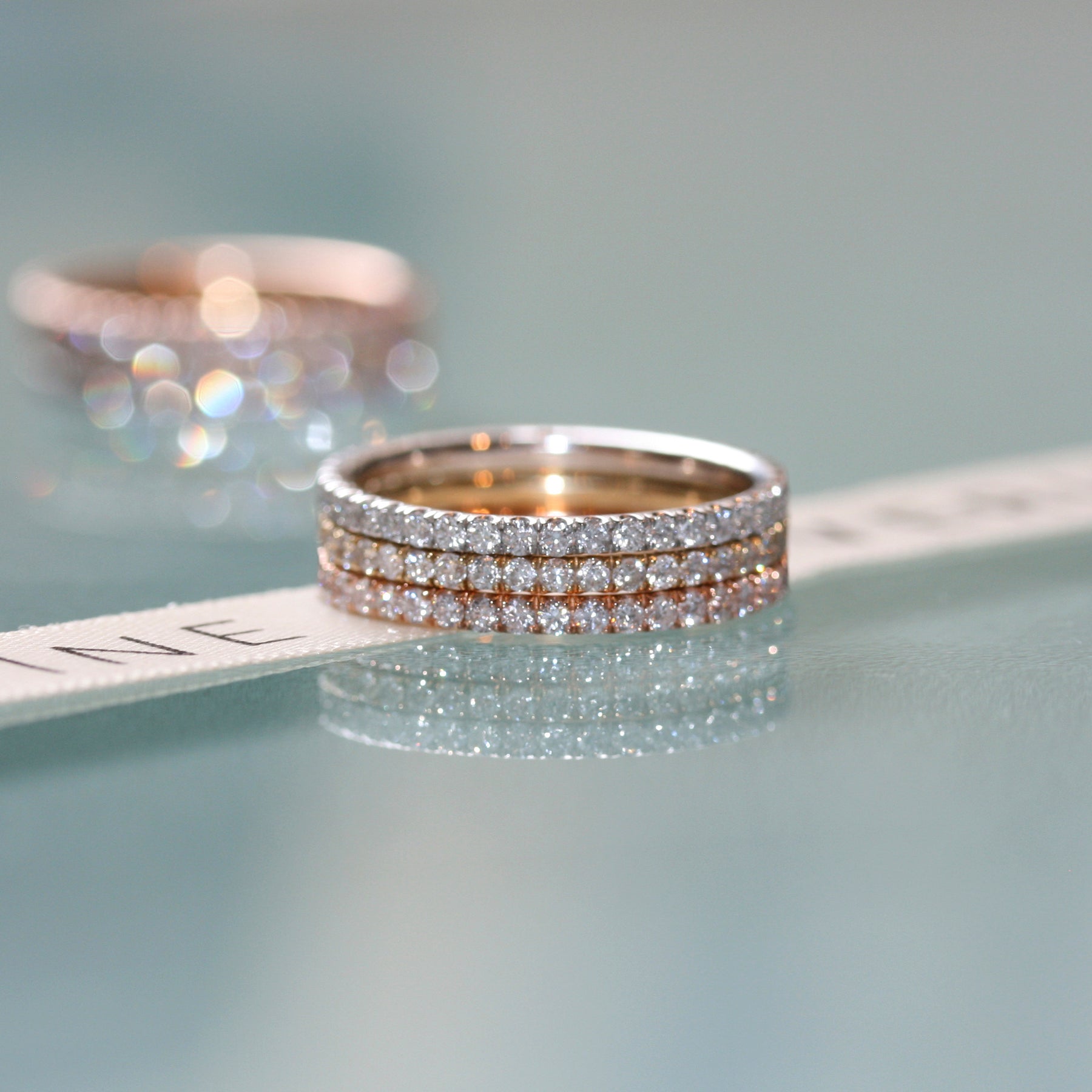 Diamond Trilogy eternity ring stack 18ct gold