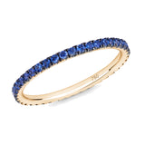 Bague d’éternité en Saphir bleu à tour complet, or jaune 18 carats