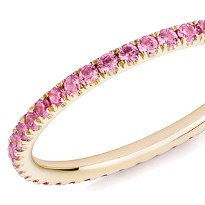 pink sapphire full eternity ring 18ct yellow gold