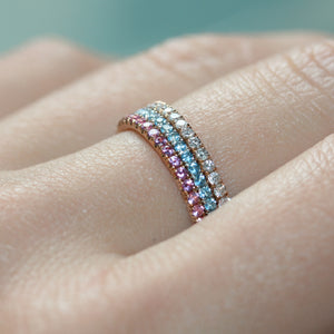 The Princess eternity ring stack 18ct gold