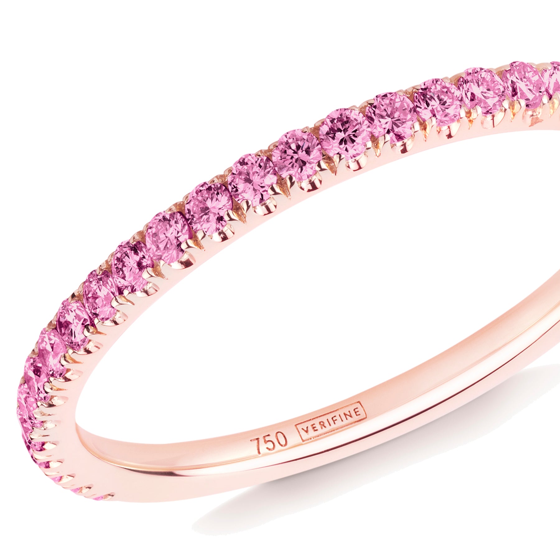 pink sapphire half eternity ring 18ct rose gold