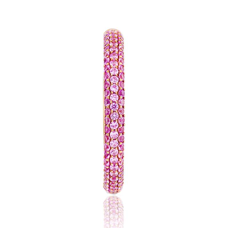 Gemopoli 3 row pink sapphire half eternity ring 18ct rose gold