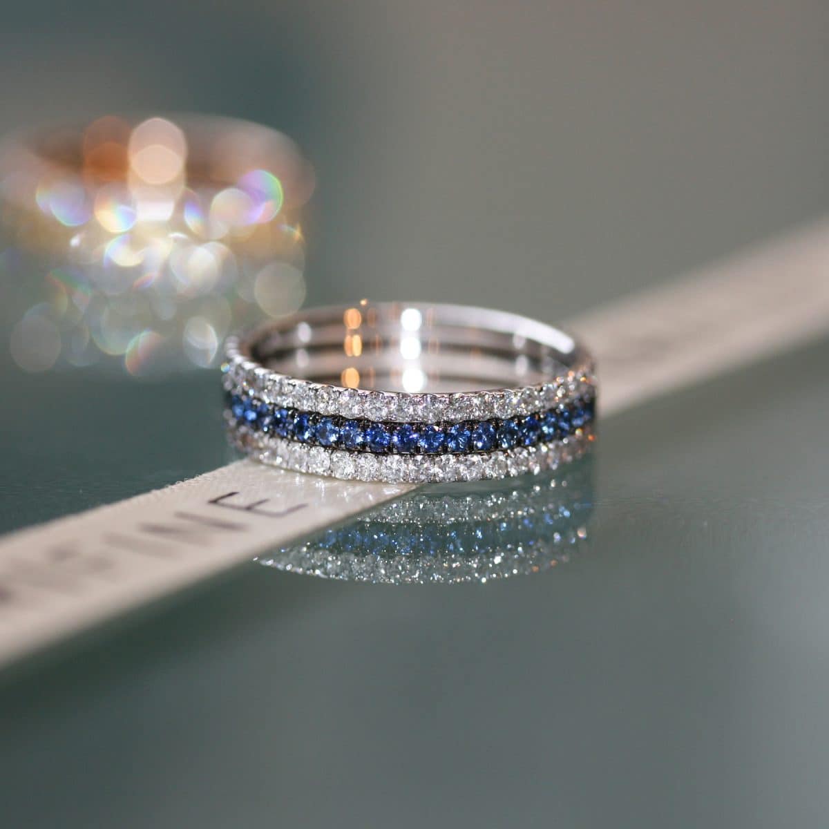 Royal Blue eternity ring stack 18ct white gold