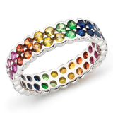 Rainbow 18ct full white gold eternity ring
