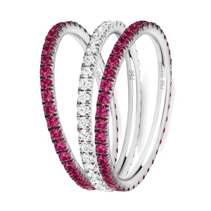Red Hot eternity ring stack 18ct white gold