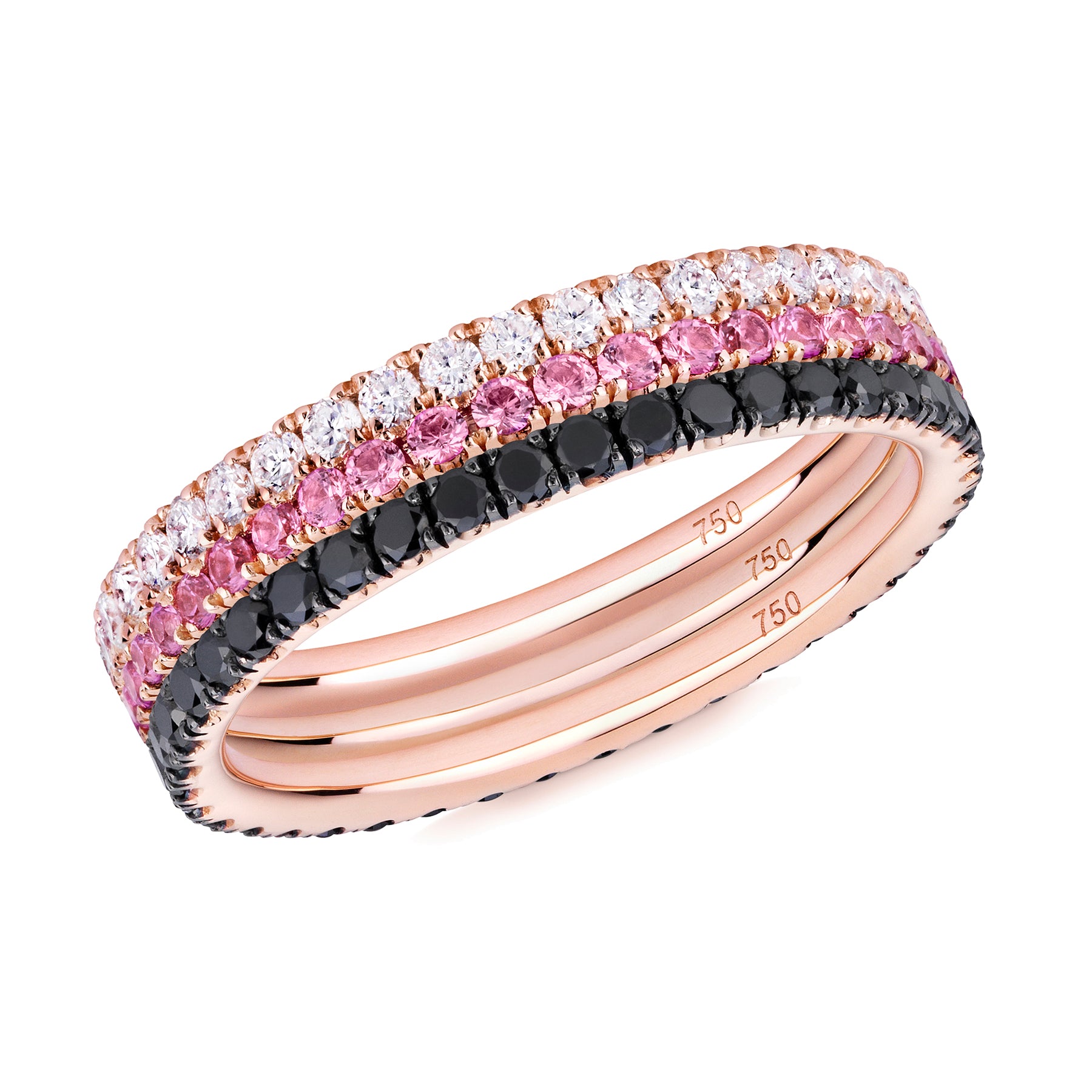 Three Roses eternity ring stack 18ct rose gold