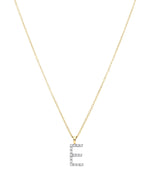 Diamond initial necklace (E) in 9ct white or yellow gold.