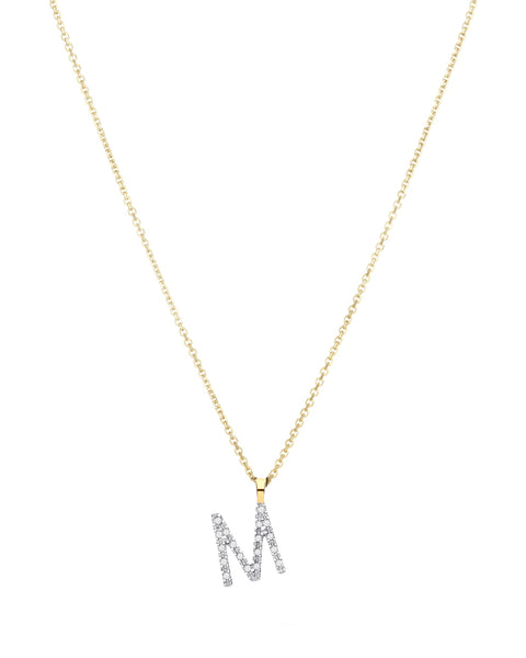 Pave Block Initial Letter Necklace - The M Jewelers