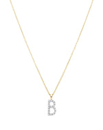 Diamond initial necklace (B) in 9ct white or yellow gold
