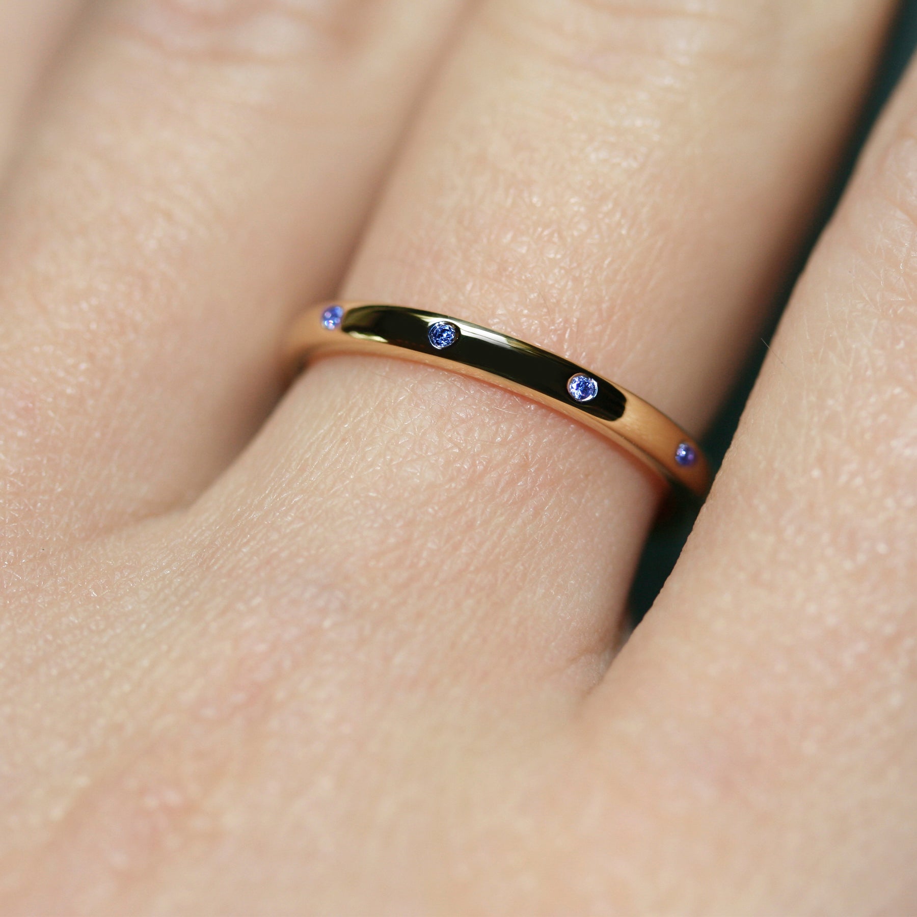 blue sapphire 10-stone XV filler ring