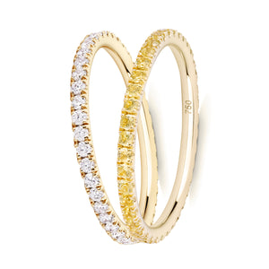 yellow sapphire and diamond ring pair 18ct yellow gold