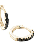 black diamond huggie earrings 18ct gold