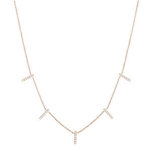 diamond skinny 5 bar necklace 18ct rose gold