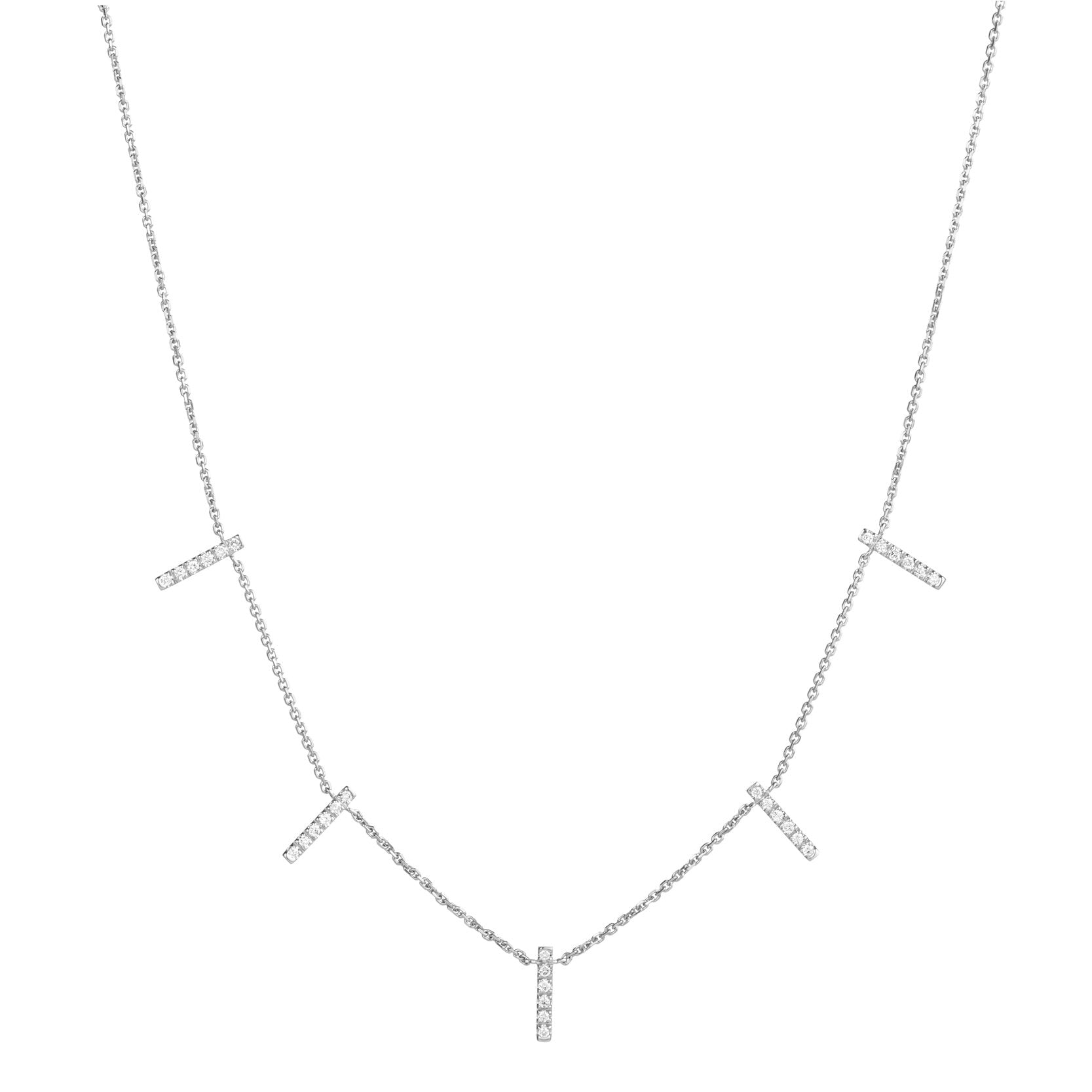 diamond skinny 5 bar necklace 18ct white gold