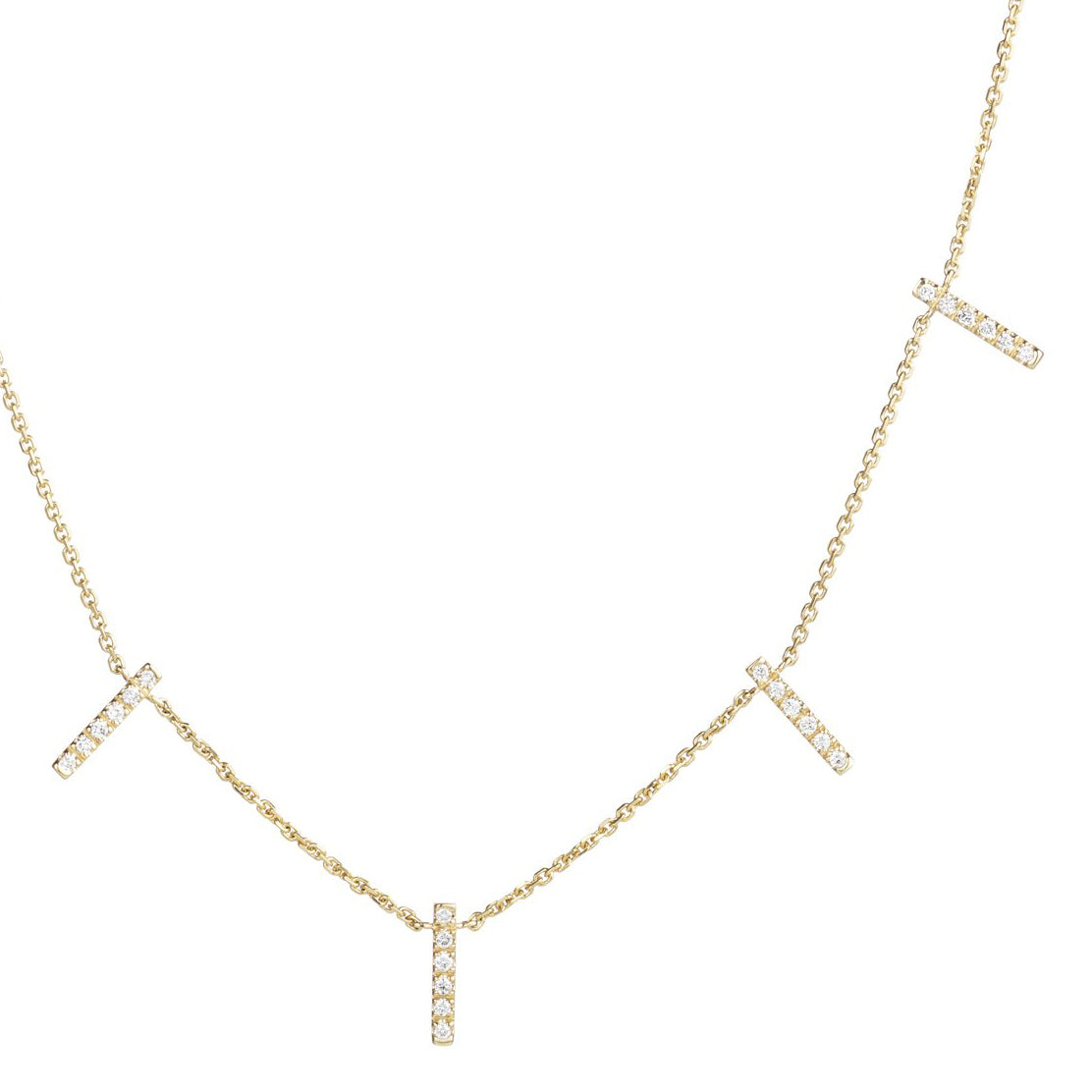 diamond skinny 5 bar necklace 18ct yellow gold