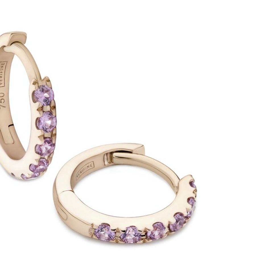 pink sapphire huggie earrings 18ct gold