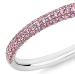 Gemopoli 3 row pink sapphire half eternity ring 18ct white gold