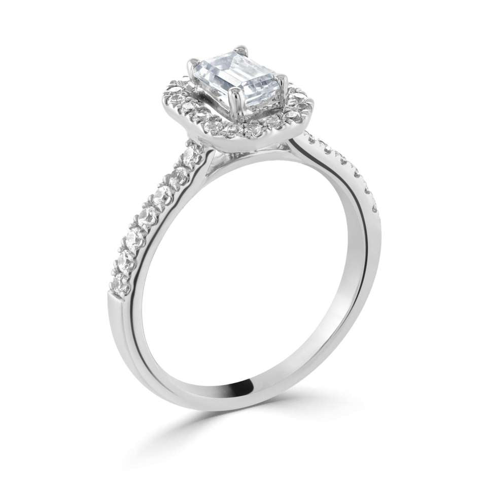 Emerald cut diamond engagement ring 18ct rose gold